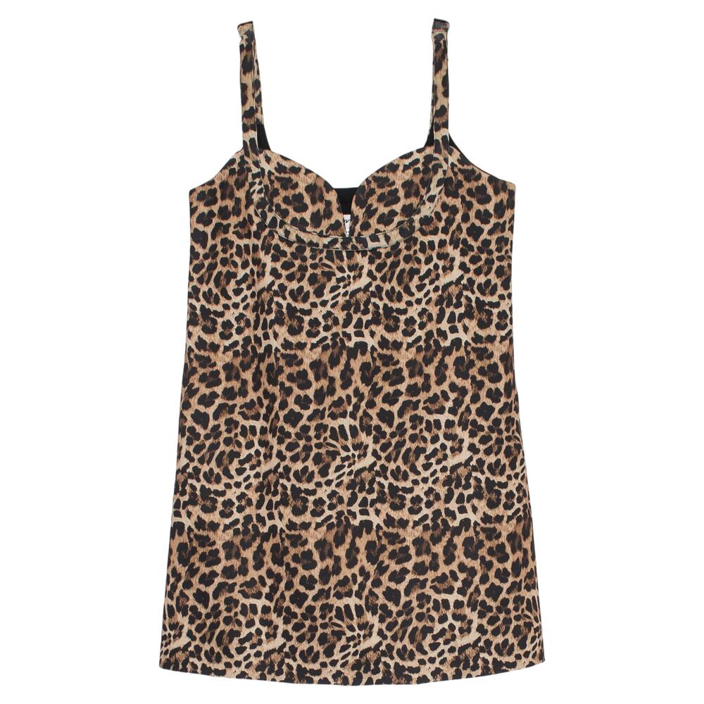 NWT Dhruv Kapoor Dress Sweetheart Leopard Mini Brown M Anthropologie Mob Wife